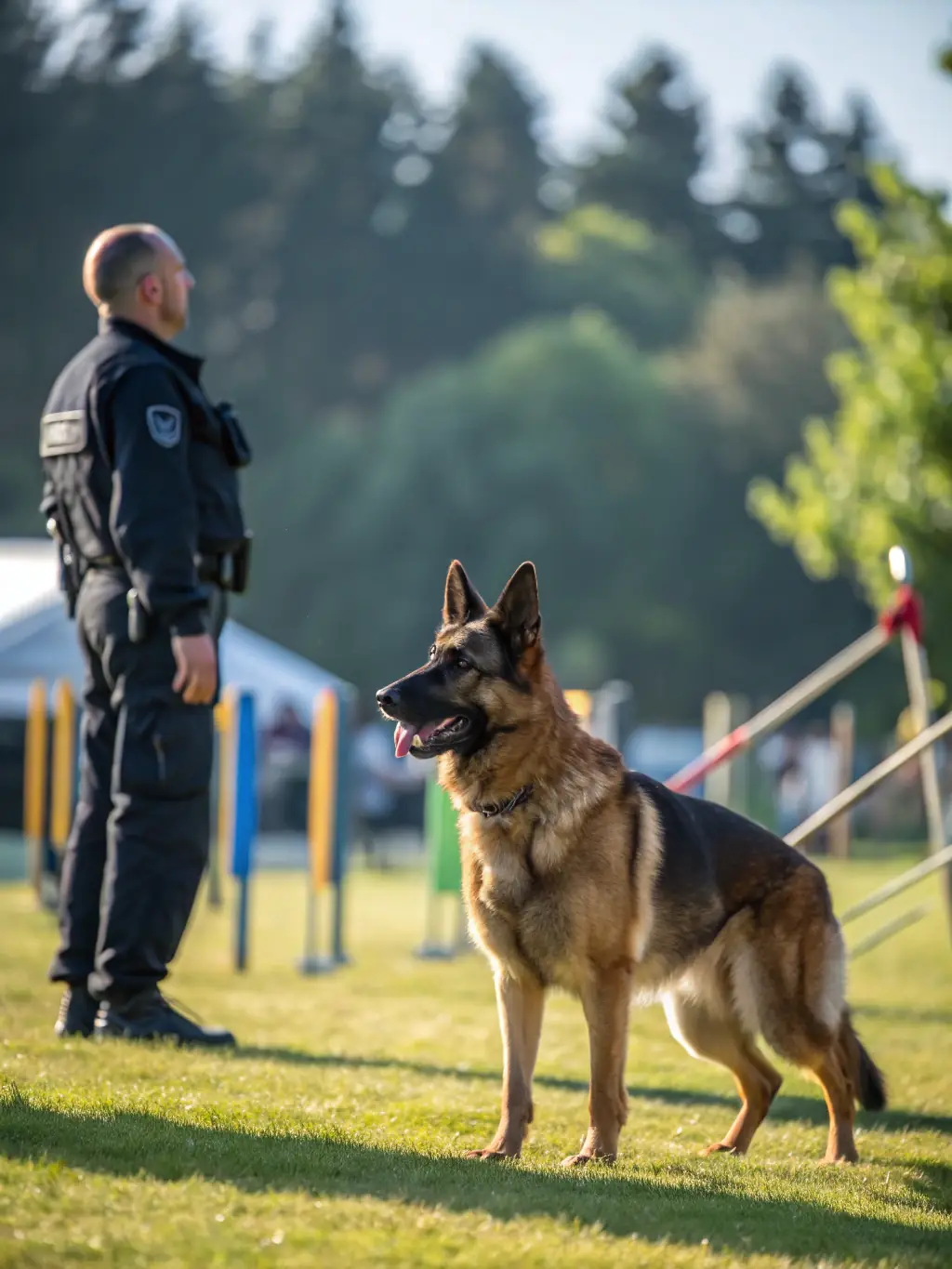 A photograph of a hunting dog, alert and focused, participating in a training session, highlighting the importance of animal welfare and responsible hunting practices.
